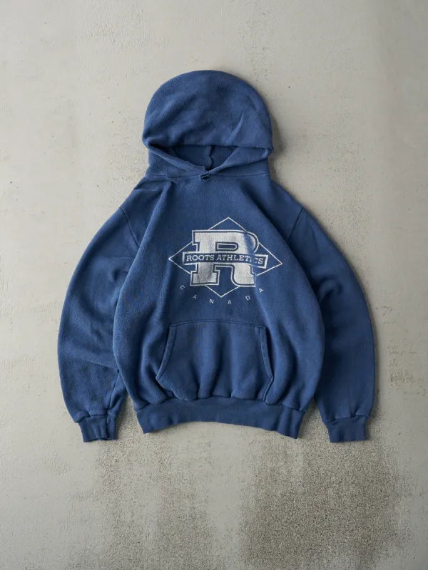 Vintage 90s Washed Navy Roots Athletics Boxy Hoodie (XS/S) sold by Rebalance Vintage