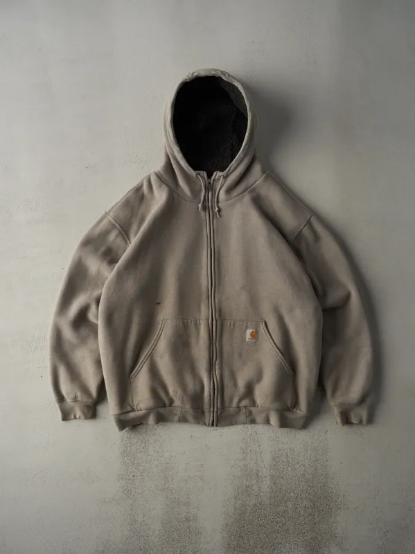 Vintage 90s Slate Grey Carhartt Sherpa Lined Zip Up Hoodie (XL) sold by Rebalance Vintage