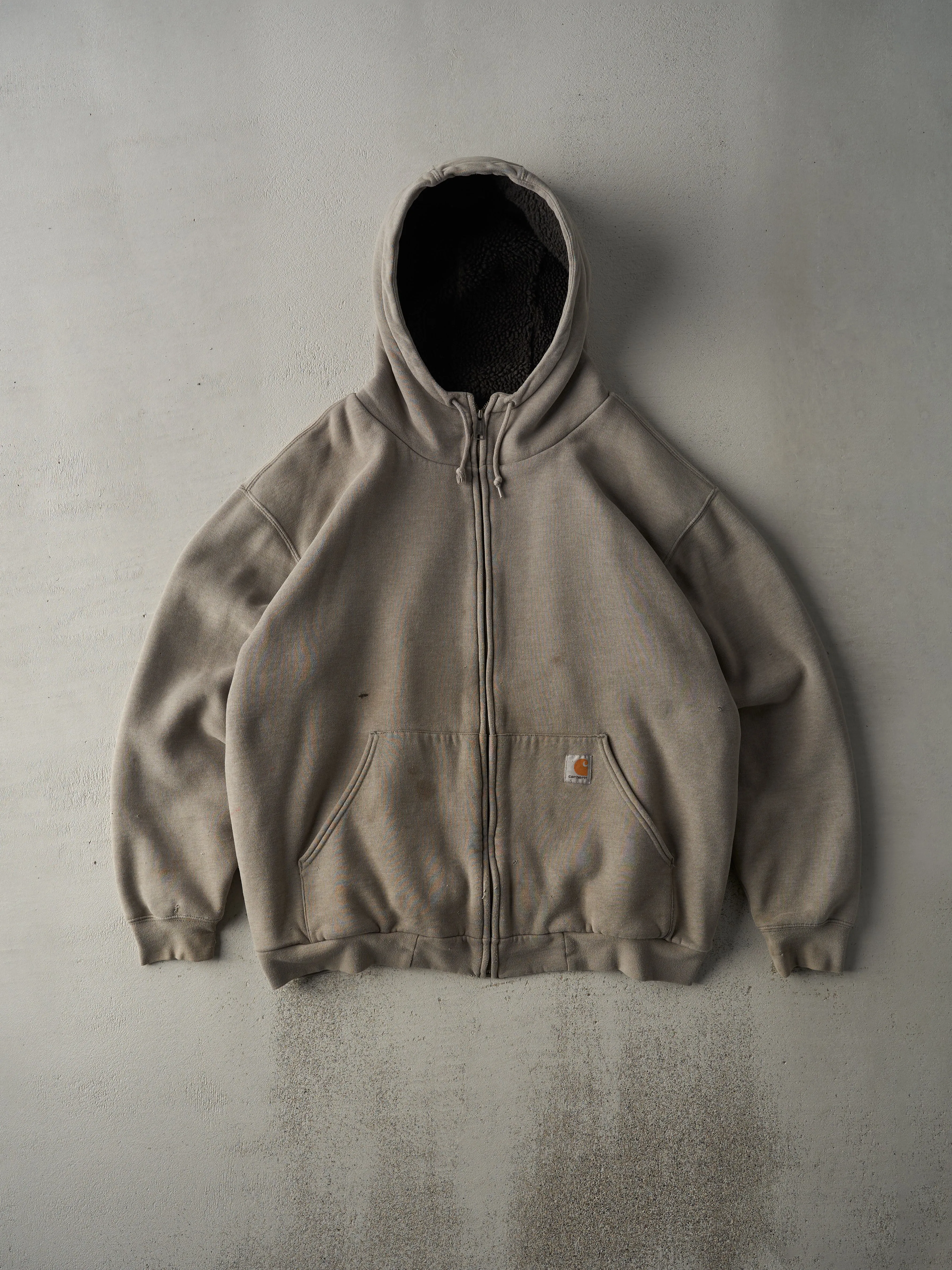 Vintage 90s Slate Grey Carhartt Sherpa Lined Zip Up Hoodie (XL) sold by Rebalance Vintage