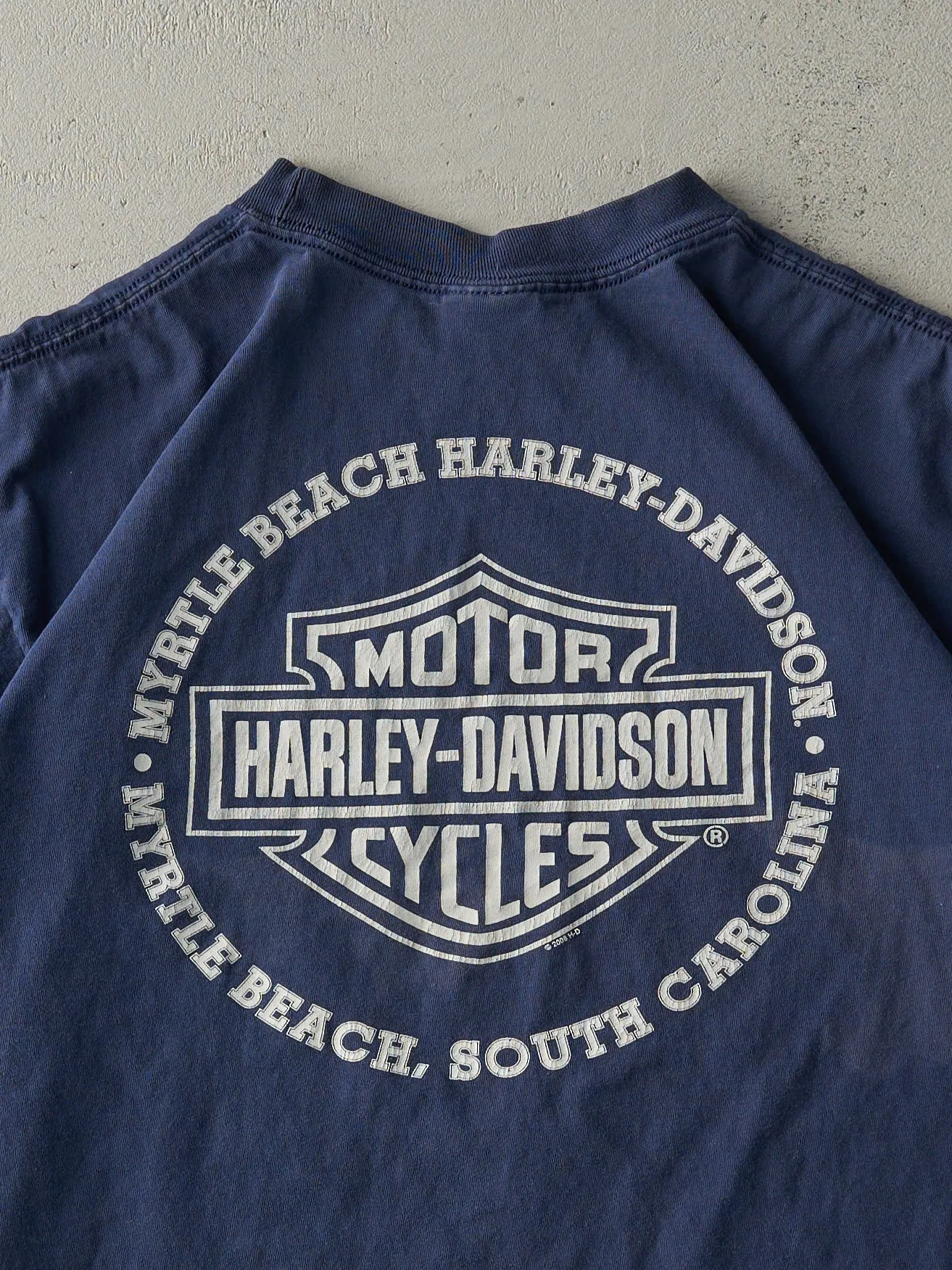 Vintage 08' Navy Blue Myrtle Beach Lighting Harley Davidson Tee (M/L) sold by Rebalance Vintage product image thumbnail 4