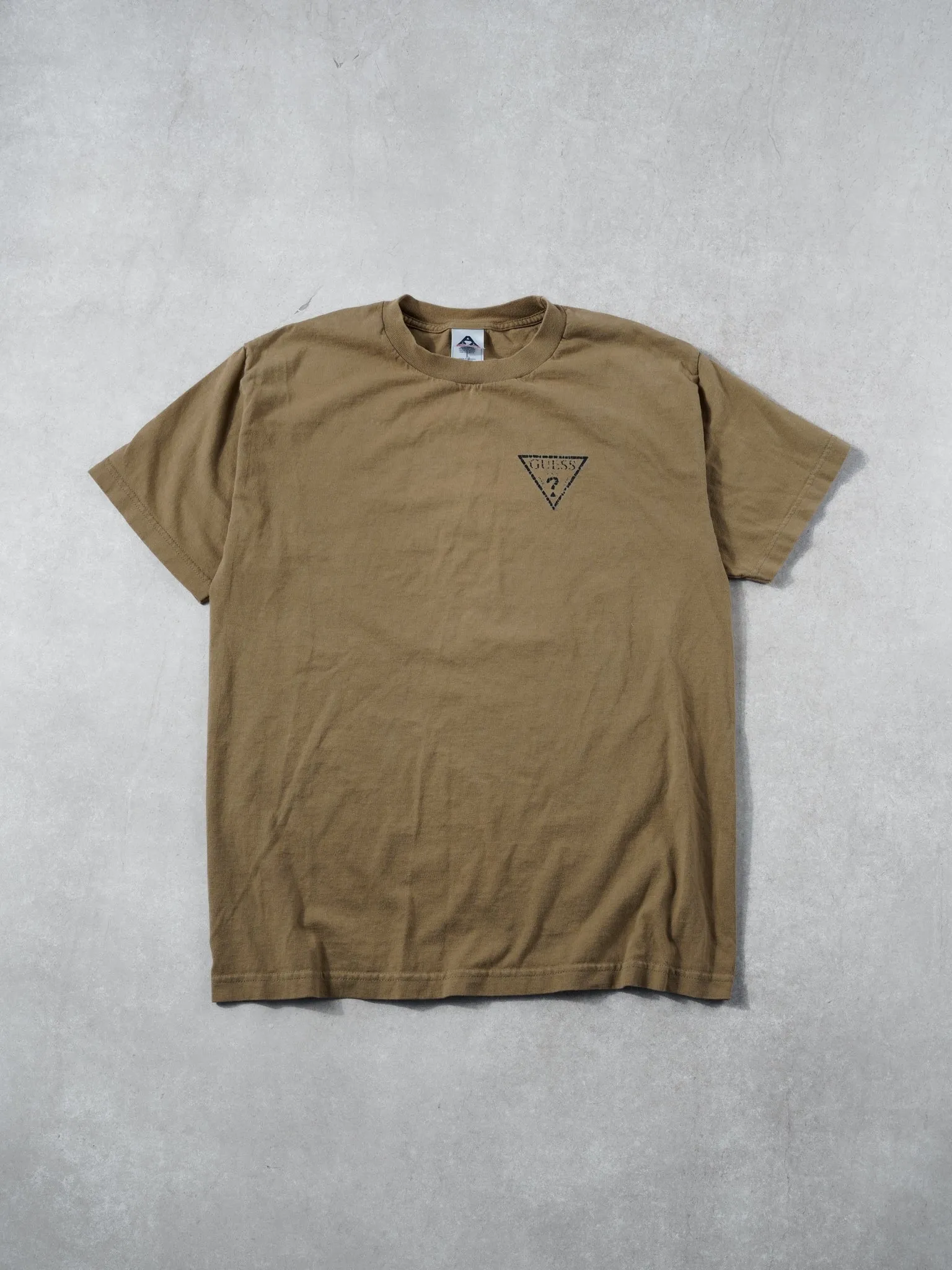 Vintage Y2k Brown Guess Bootleg Tee (S/M) sold by Rebalance Vintage