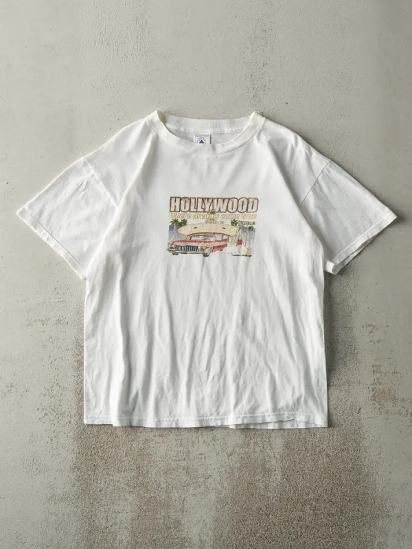 Vintage 90s White Hollywood Tee (M) sold by Rebalance Vintage
