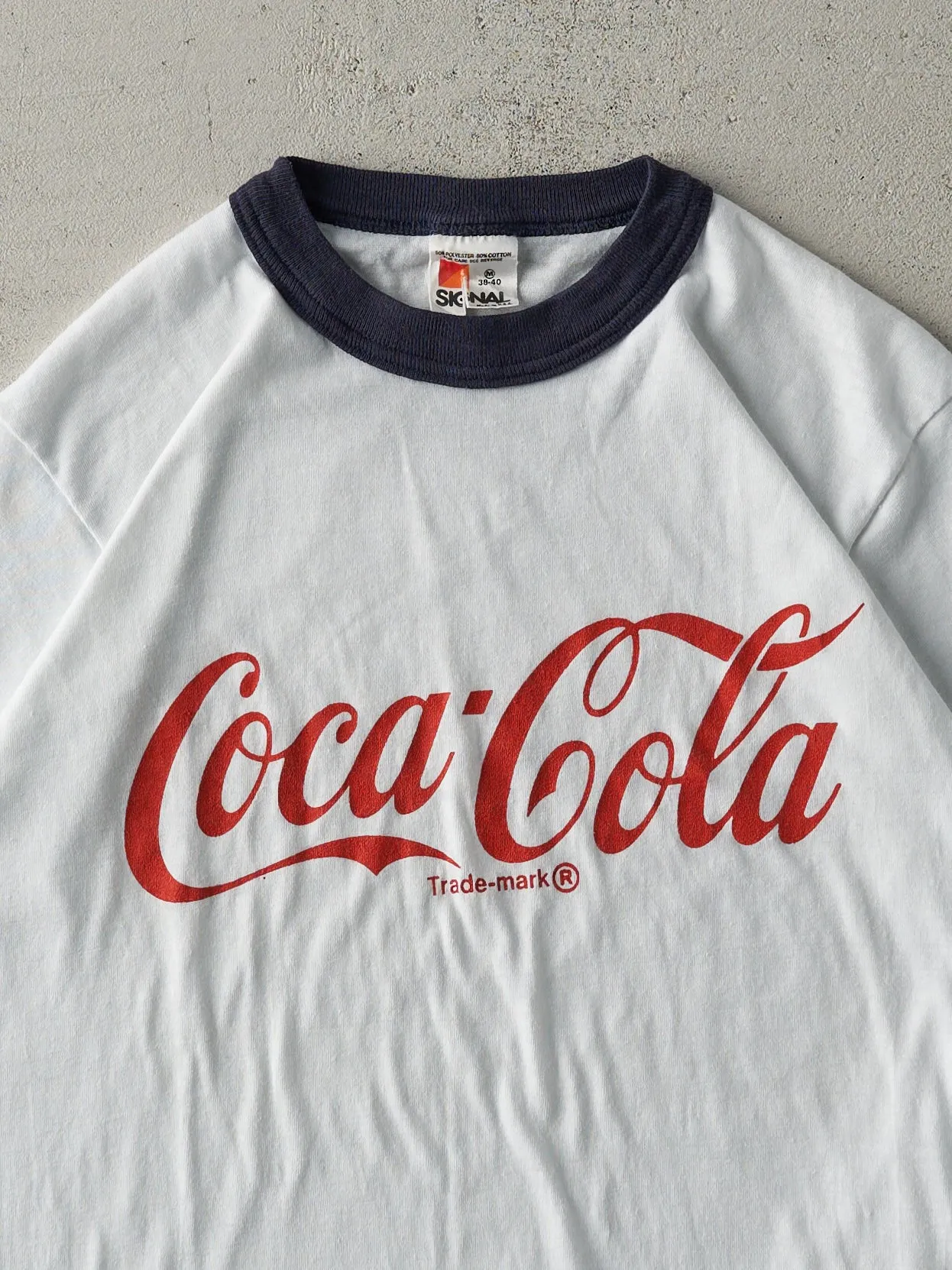Vintage 80s White Coca-Cola Ringer Tee (XS) sold by Rebalance Vintage product image thumbnail 2