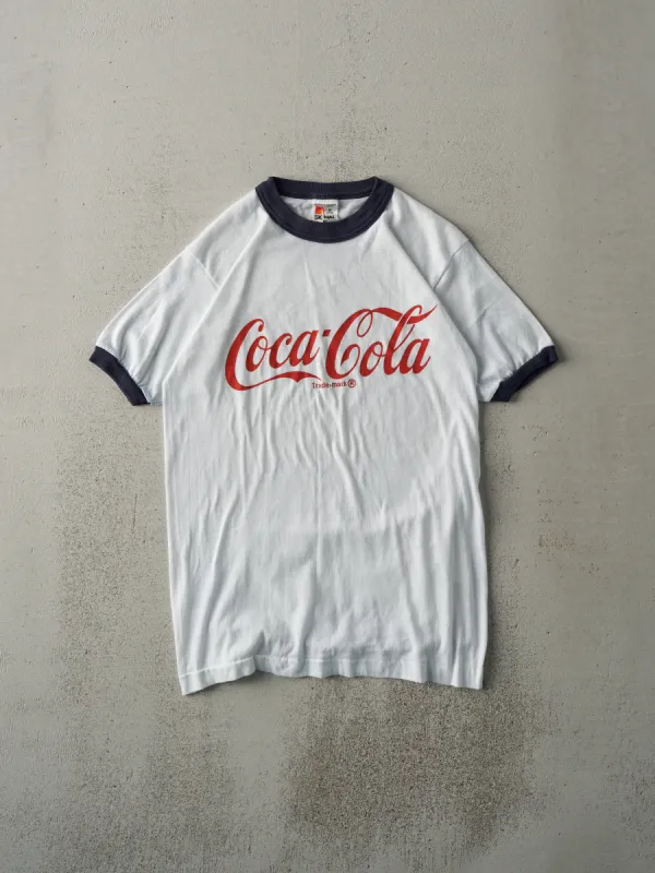 Vintage 80s White Coca-Cola Ringer Tee (XS) sold by Rebalance Vintage