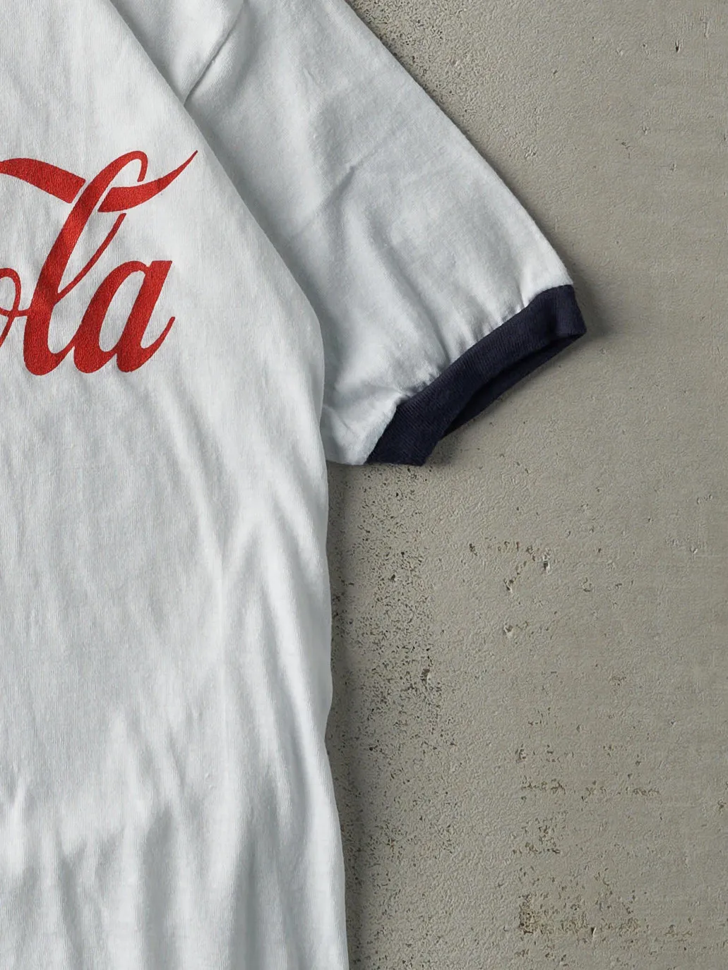 Vintage 80s White Coca-Cola Ringer Tee (XS) sold by Rebalance Vintage product image thumbnail 3