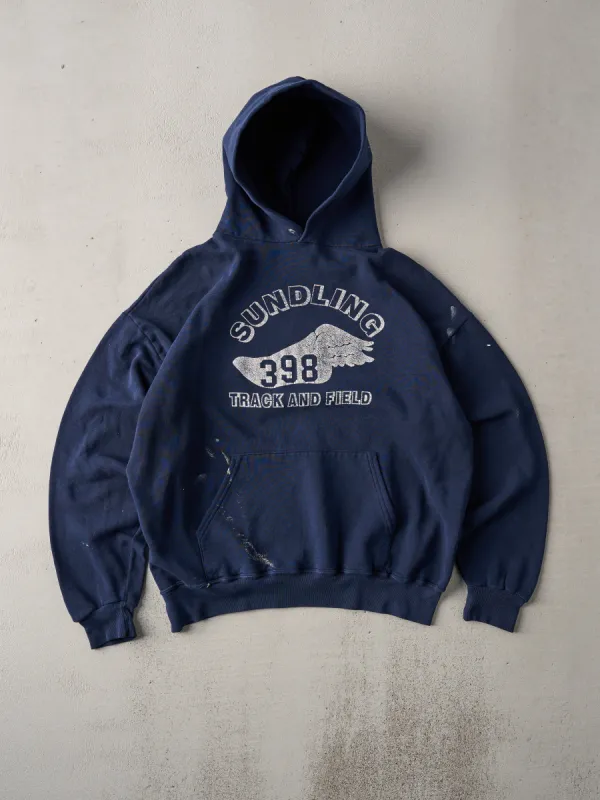 Vintage 90s Navy Sundling Track and Field Hoodie (L) sold by Rebalance Vintage