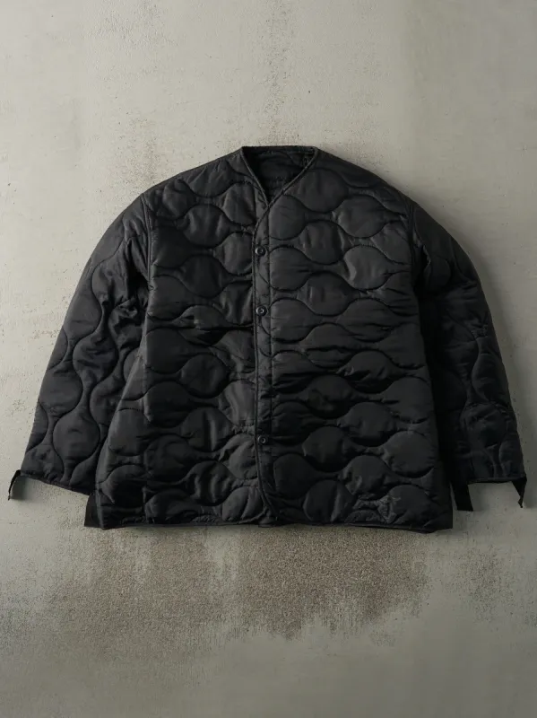 Vintage 90s Black Army Liner Jacket With Buttons (XL) sold by Rebalance Vintage