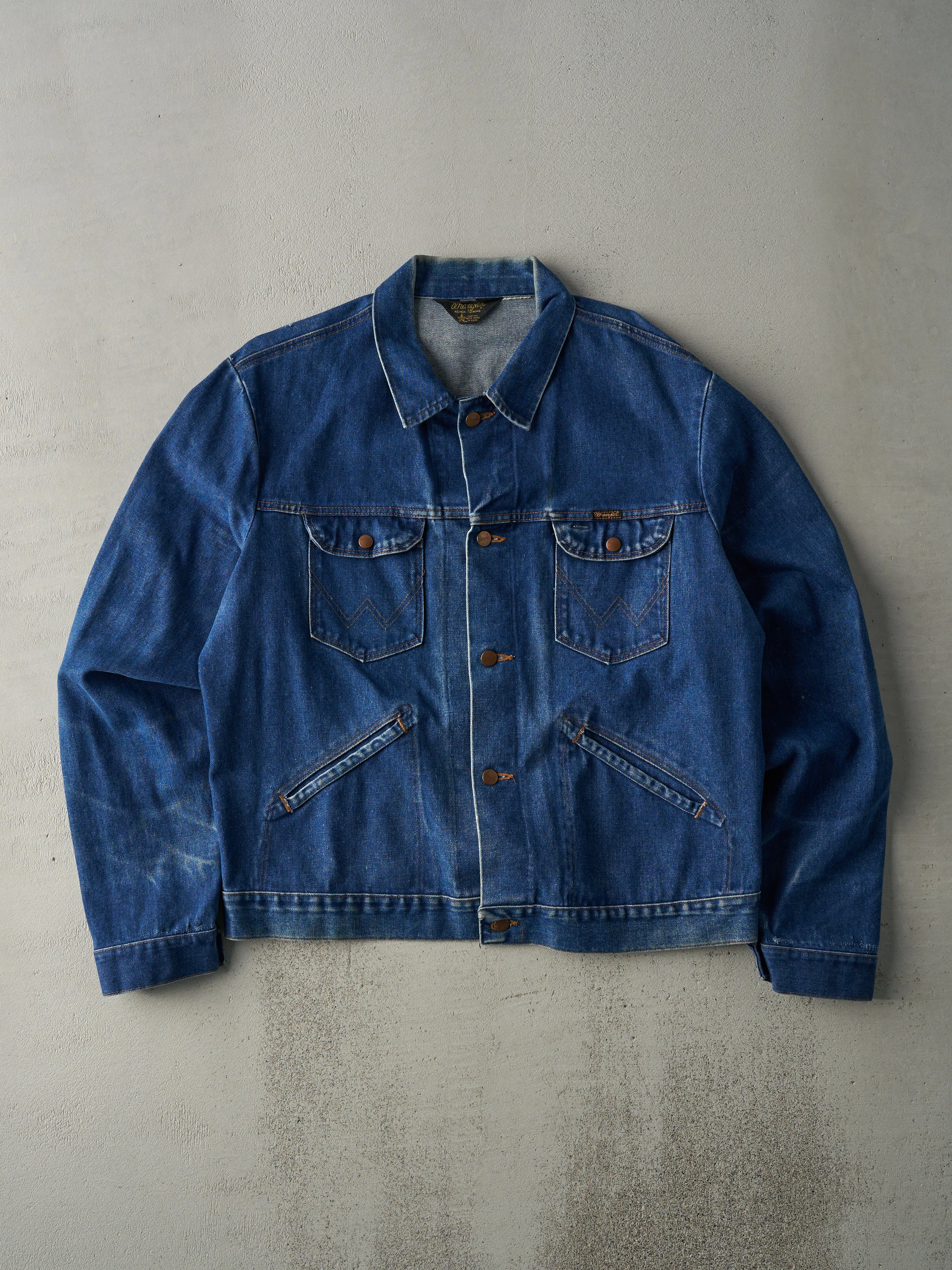 Vintage 70s Mid Wash Wrangler Denim Jacket (L) sold by Rebalance Vintage