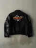 Vintage 90s Black Embroidered Ski-Doo Wool & Leather Varsity Jacket (L) sold by Rebalance Vintage