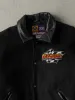 Vintage 90s Black Embroidered Ski-Doo Wool & Leather Varsity Jacket (L) sold by Rebalance Vintage