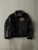 Vintage 90s Black Embroidered Ski-Doo Wool & Leather Varsity Jacket (L) sold by Rebalance Vintage