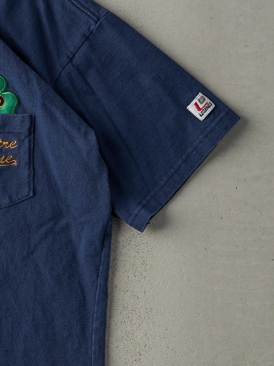 Vintage 90s Navy Blue Notre Dame Fighting Irish Pocket Tee (M) sold by Rebalance Vintage product image thumbnail 3