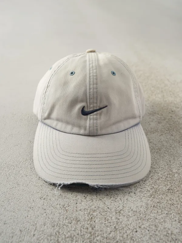 Viintage Y2K Sun Faded Blue Embroidered Nike Swoosh Strap Back Hat sold by Rebalance Vintage