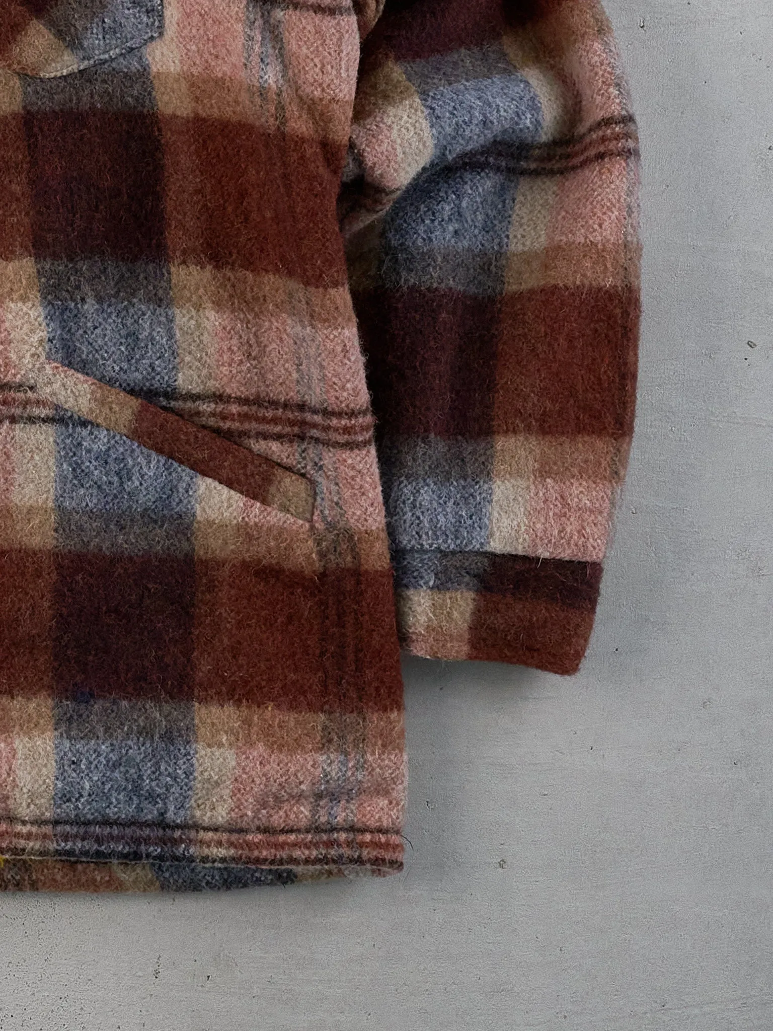 Vintage 70s Brown and Red Collared Flannel Zip Up (L) sold by Rebalance Vintage product image thumbnail 3