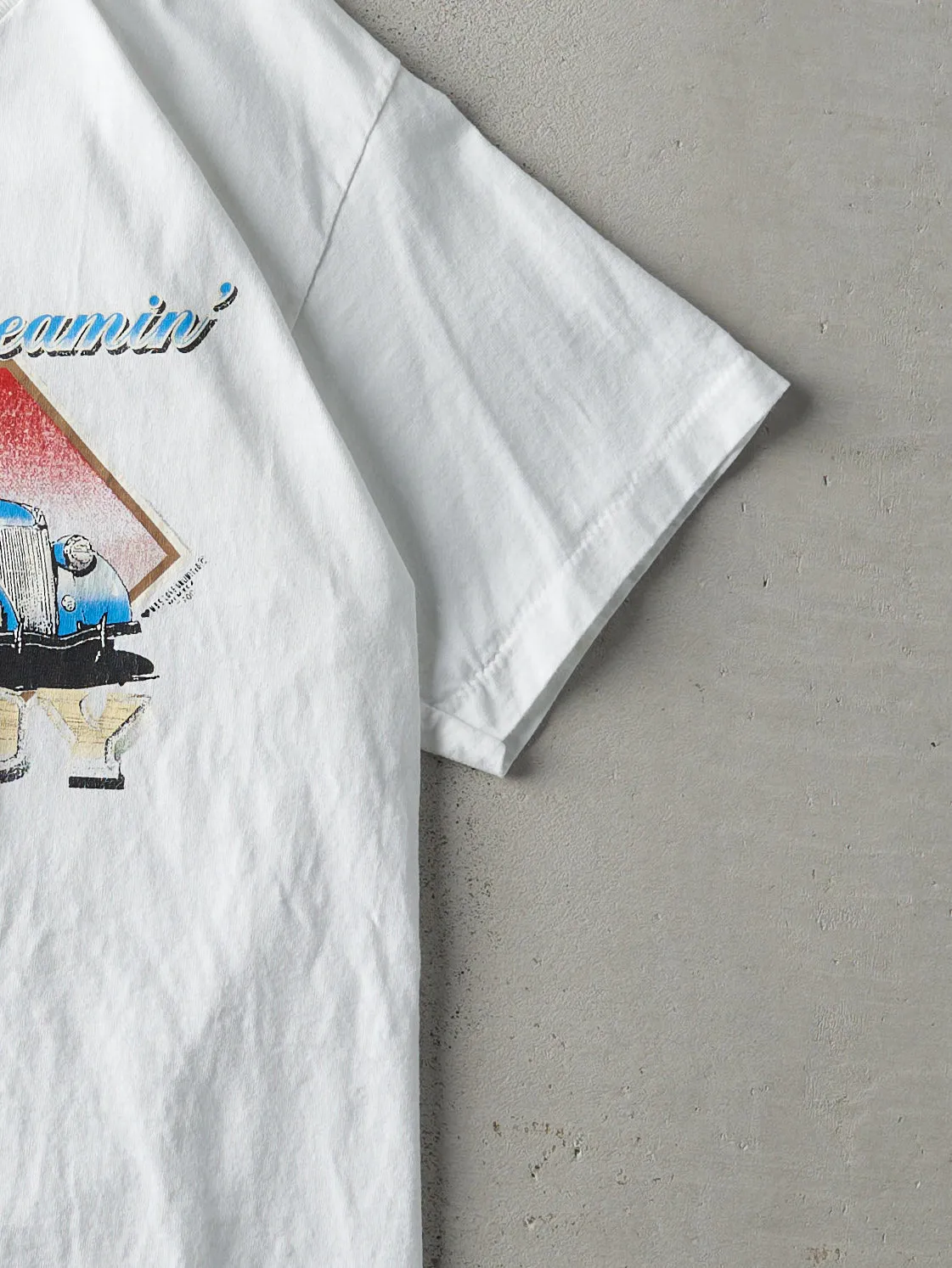 Vintage 90s White "California Dreaming, The Woody" Single Stitch Tee (S) sold by Rebalance Vintage product image thumbnail 3