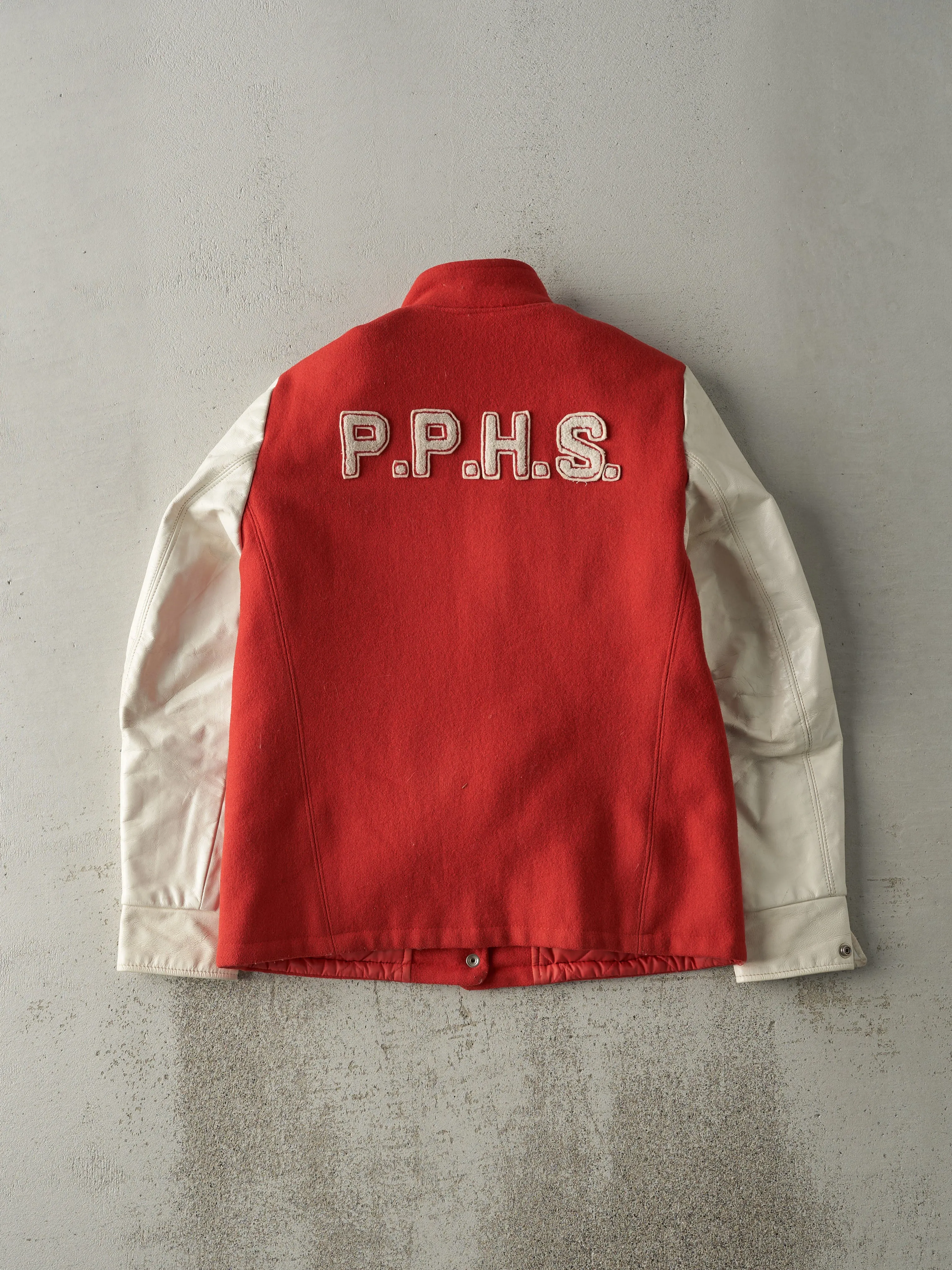 Vintage 90s Red & White Port Perry Varsity Jacket (S) sold by Rebalance Vintage product image thumbnail 2