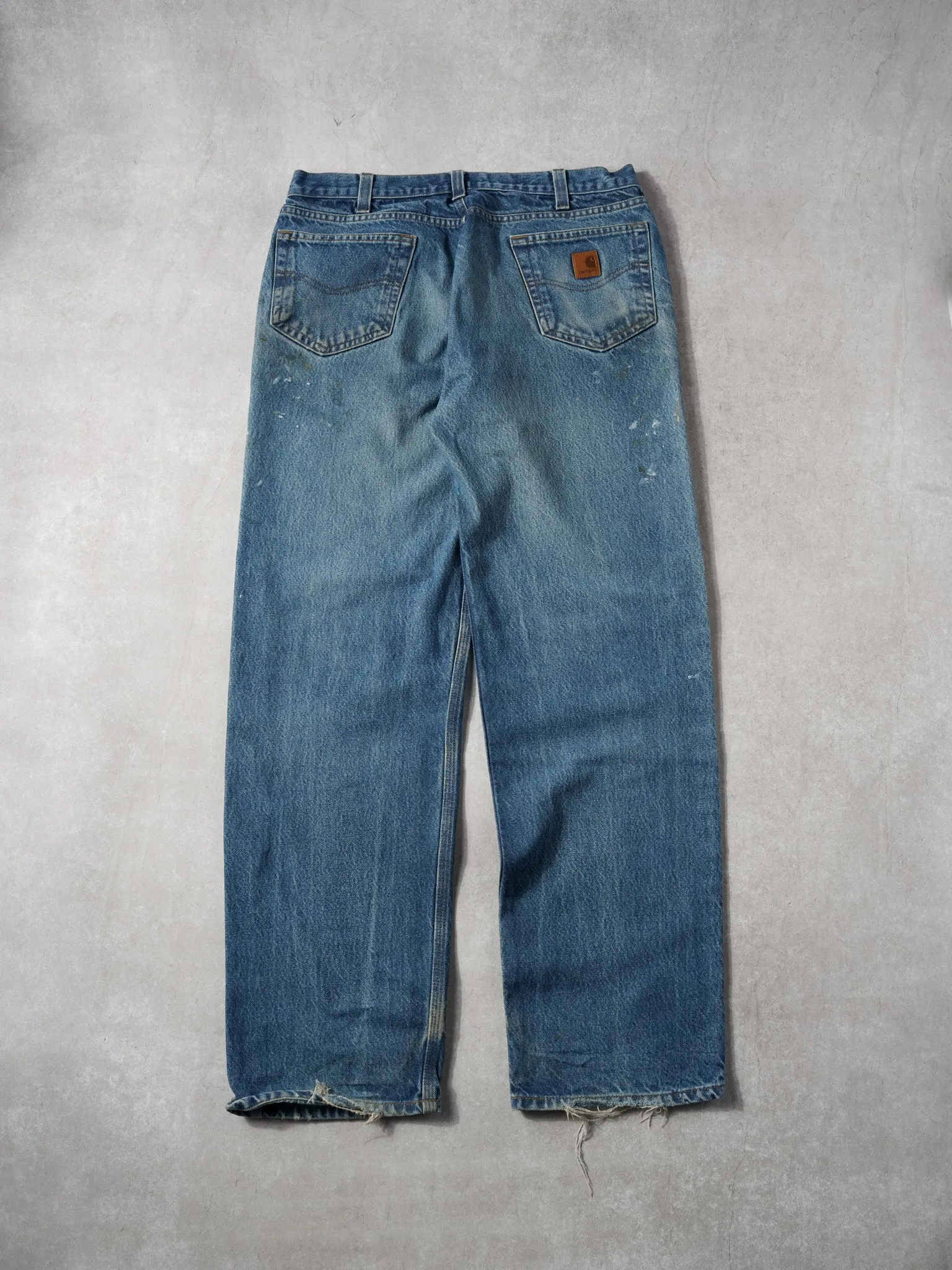 Vintage 90s Blue Carhartt Paint Splatter Denim Jeans (34x34) sold by Rebalance Vintage product image thumbnail 2