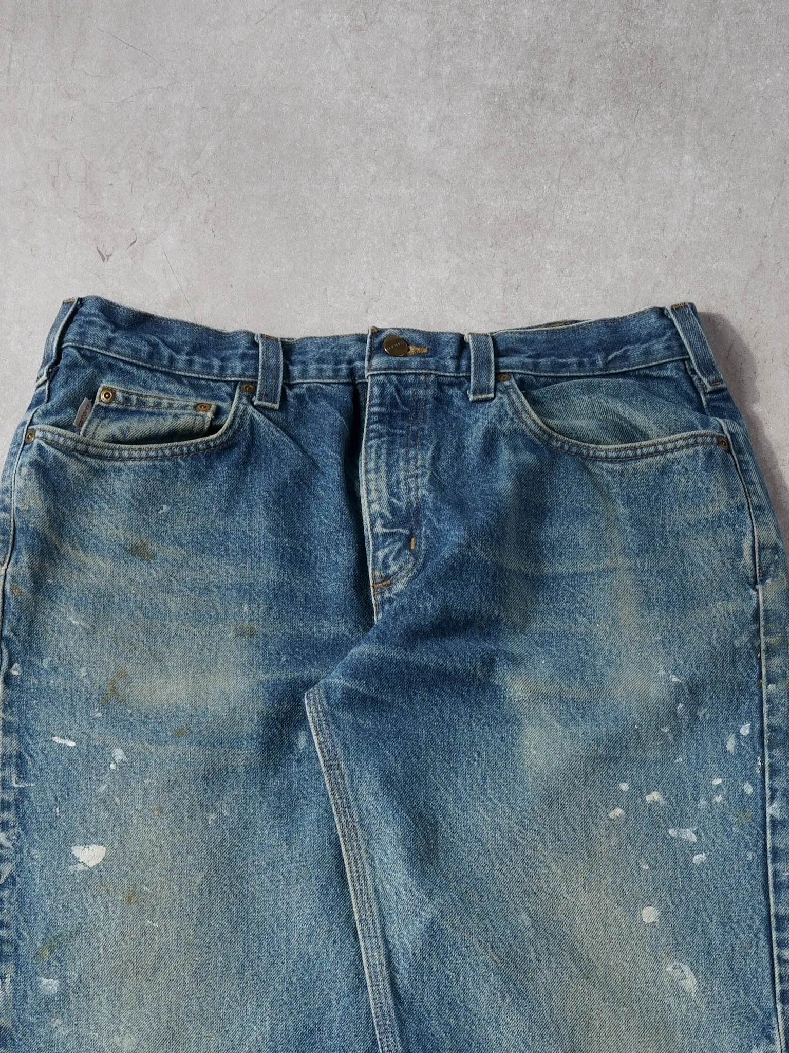Vintage 90s Blue Carhartt Paint Splatter Denim Jeans (34x34) sold by Rebalance Vintage product image thumbnail 3