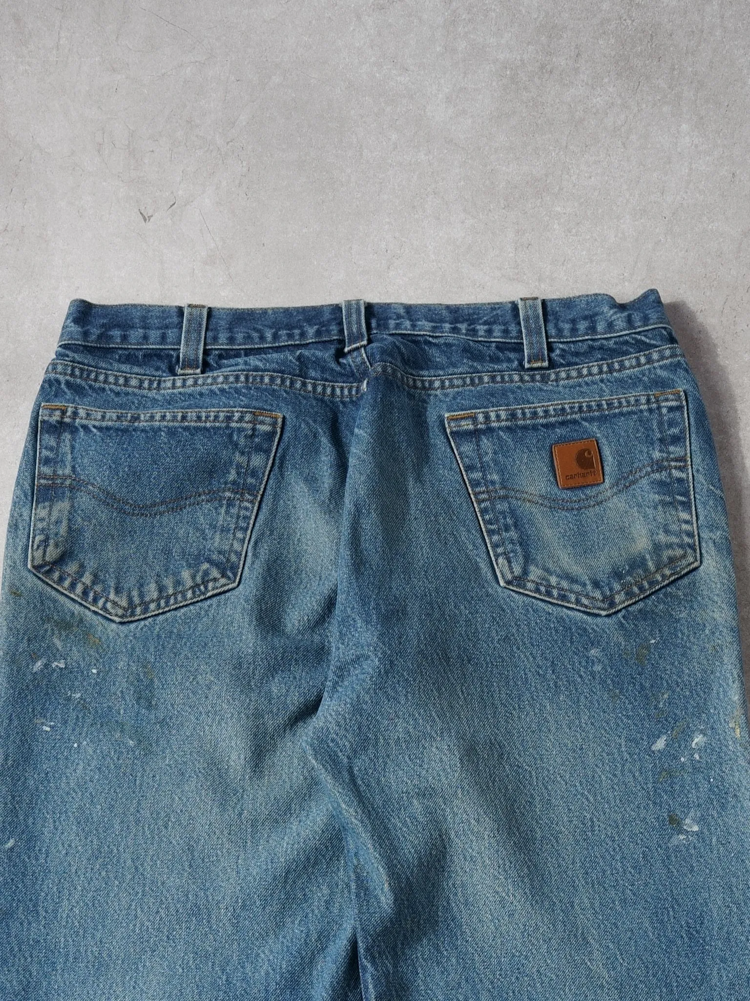 Vintage 90s Blue Carhartt Paint Splatter Denim Jeans (34x34) sold by Rebalance Vintage product image thumbnail 4