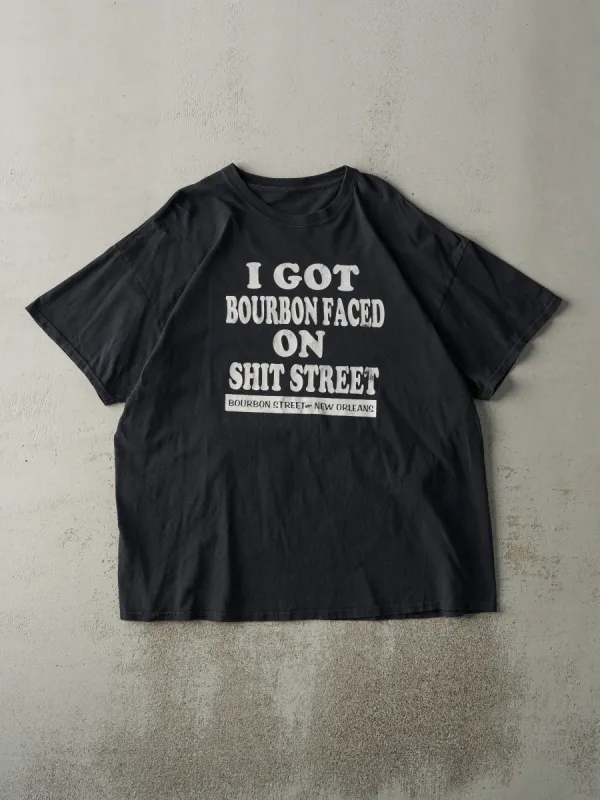 Vintage Y2K Black "Bourbon Street" Slogan Tee (L/XL) sold by Rebalance Vintage