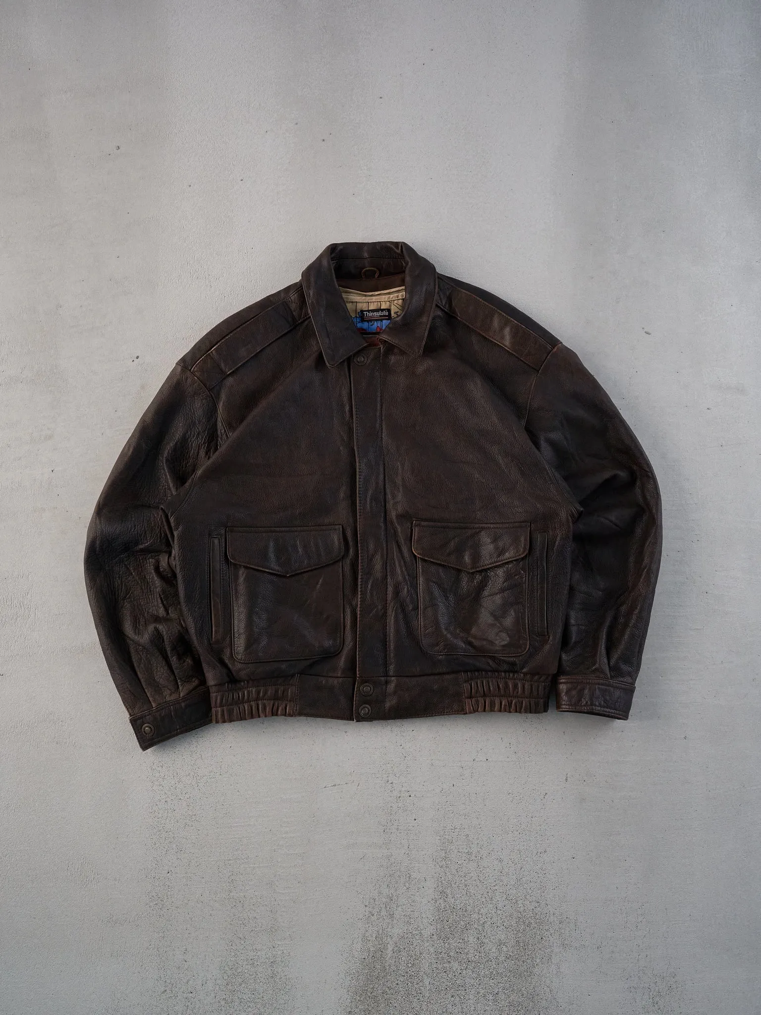 Vintage 80s Brown Adventure Bound Leather Jacket (L) sold by Rebalance Vintage