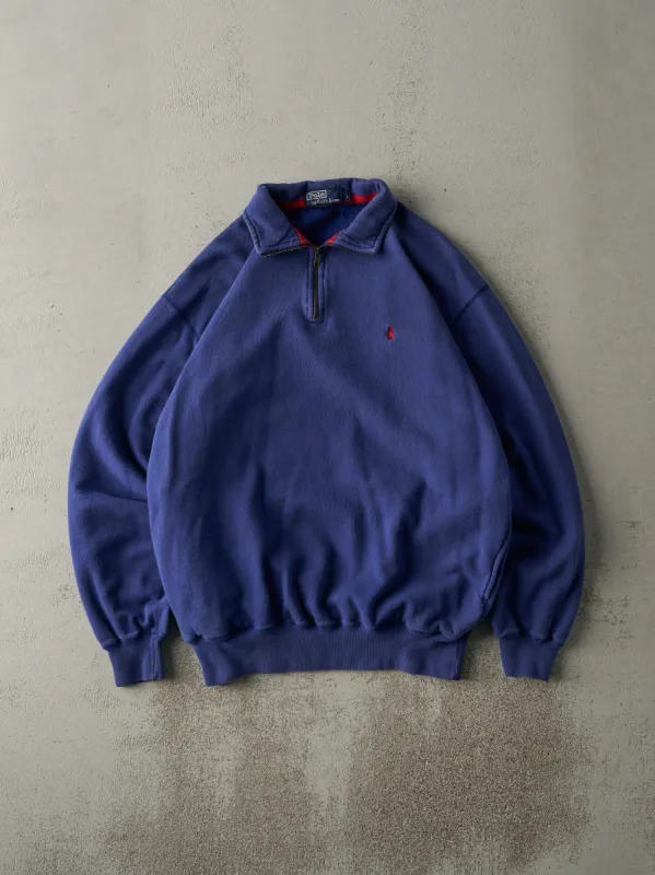 Vintage 90s Royal Blue Polo Ralph Lauren Quarter Zip Sweater (L) sold by Rebalance Vintage
