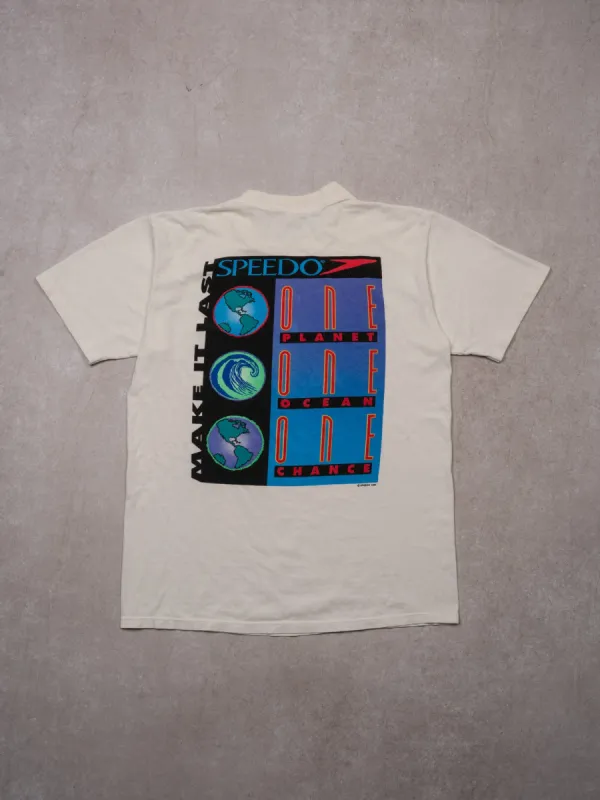 Vintage '94 White Speedo Make It Last Single Stitch Tee (S) sold by Rebalance Vintage