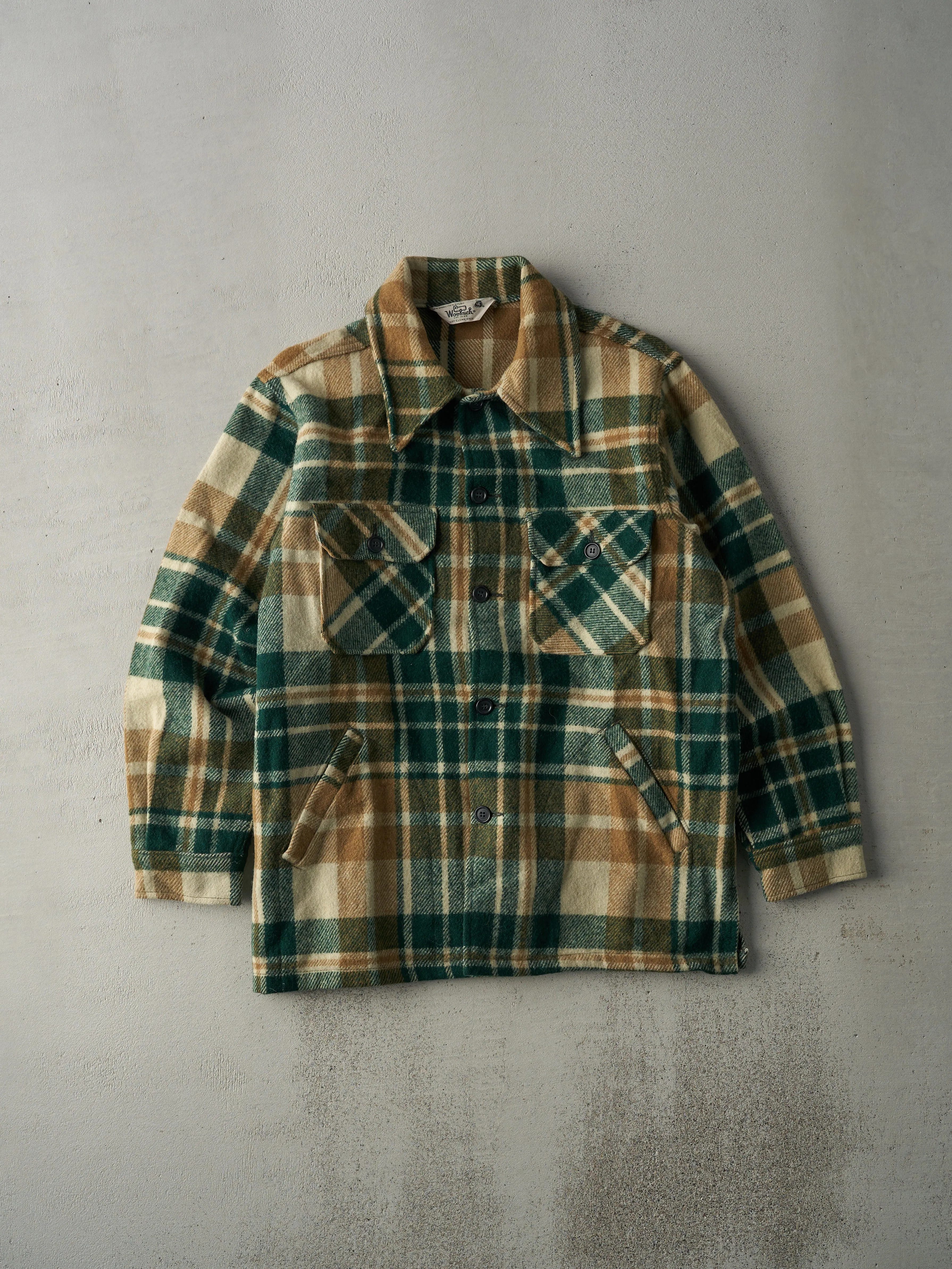 Vintage 70s Brown and Green Woolrich Flannel Jacket (M) sold by Rebalance Vintage