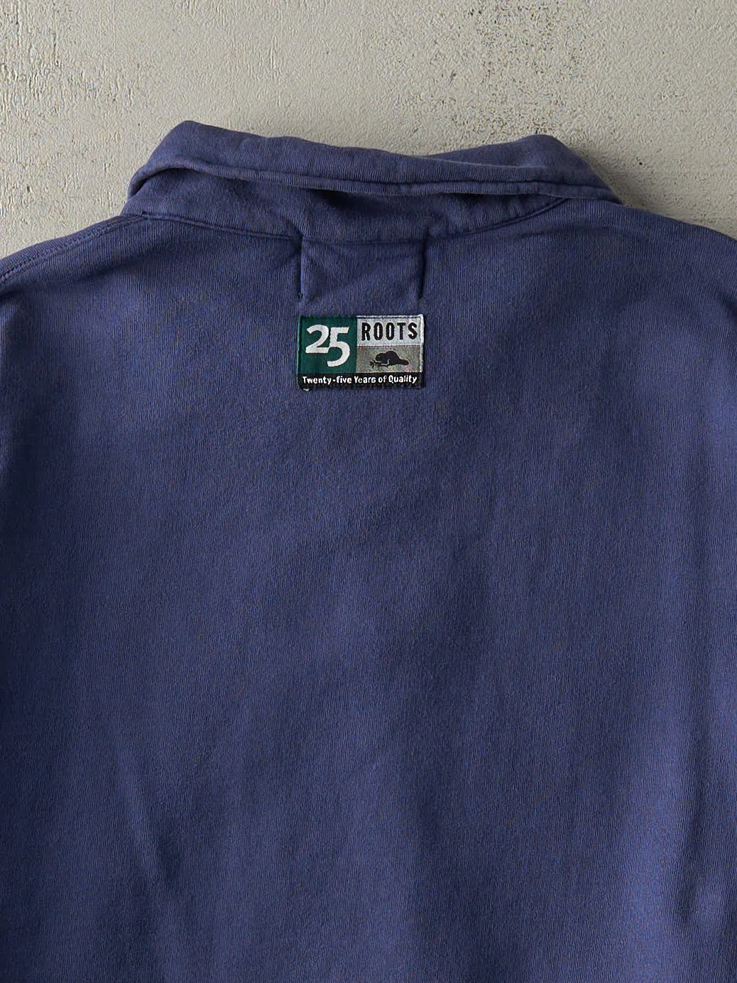 Vintage 90s Navy Blue Roots Embroidered Quater Zip (XL/XXL) sold by Rebalance Vintage product image thumbnail 4