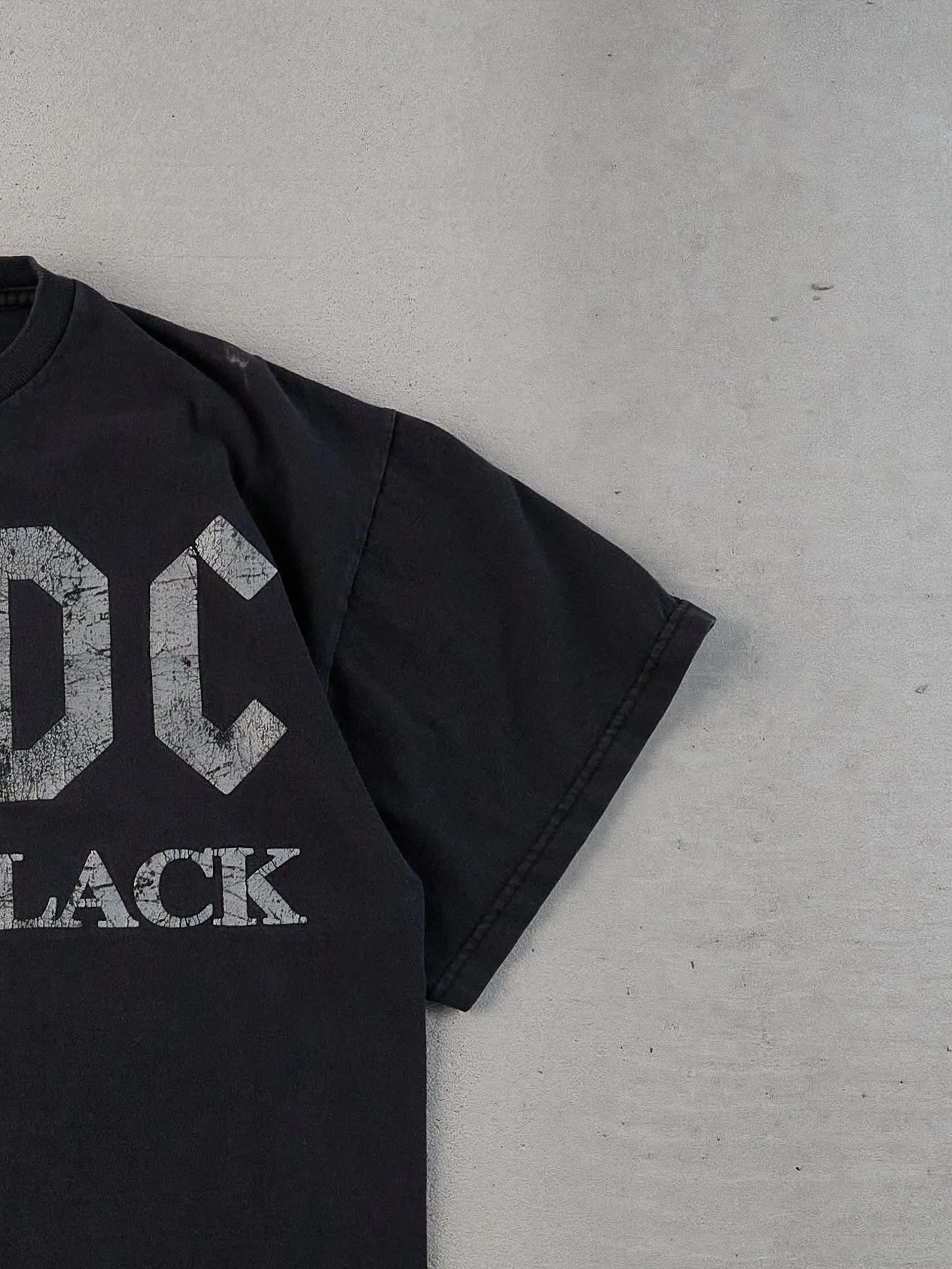 Vintage 90s Black Faded ACDC "Back In Black" Boxy Tee (M) sold by Rebalance Vintage product image thumbnail 3