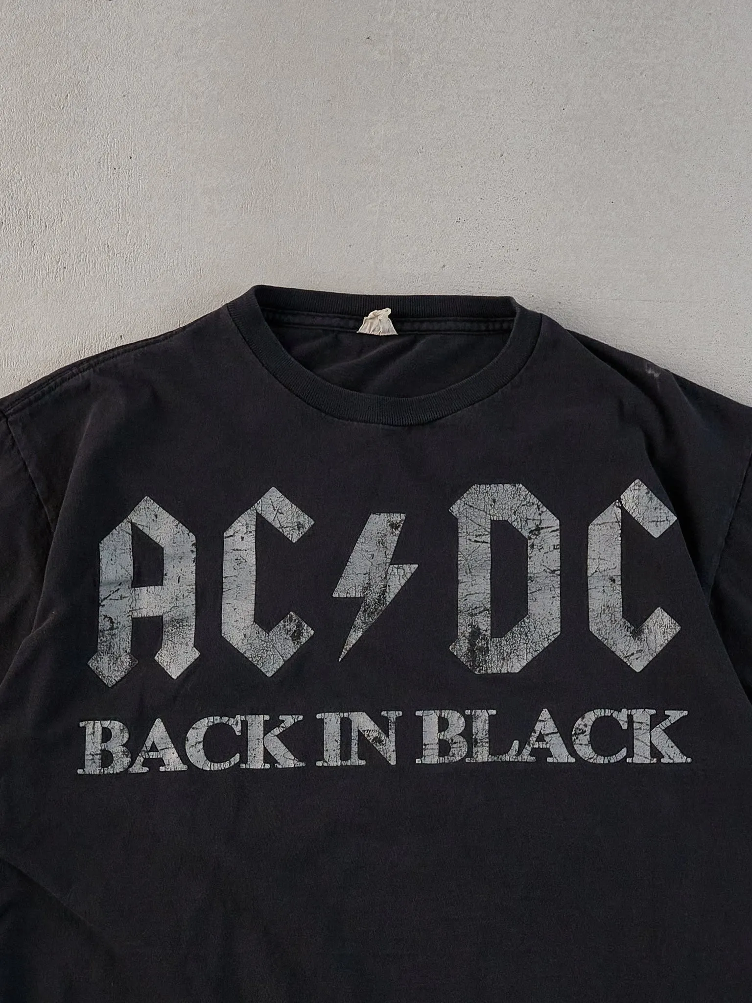 Vintage 90s Black Faded ACDC "Back In Black" Boxy Tee (M) sold by Rebalance Vintage product image thumbnail 2