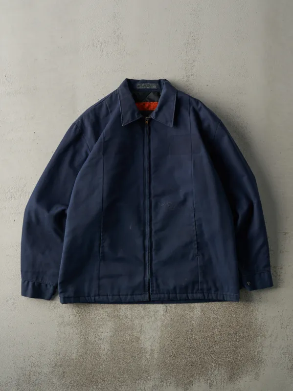 Vintage 70s Navy Blue Blank Quilt Lined Work Jacket (L) sold by Rebalance Vintage
