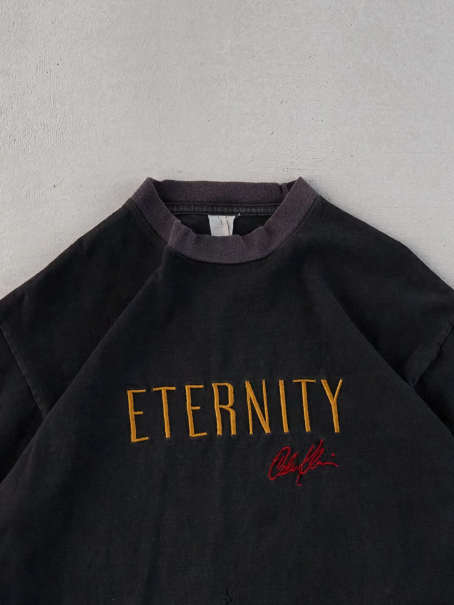 Vintage 90s Washed Black Single Stitched Eternity Embroidery Tee (M) sold by Rebalance Vintage product image thumbnail 2