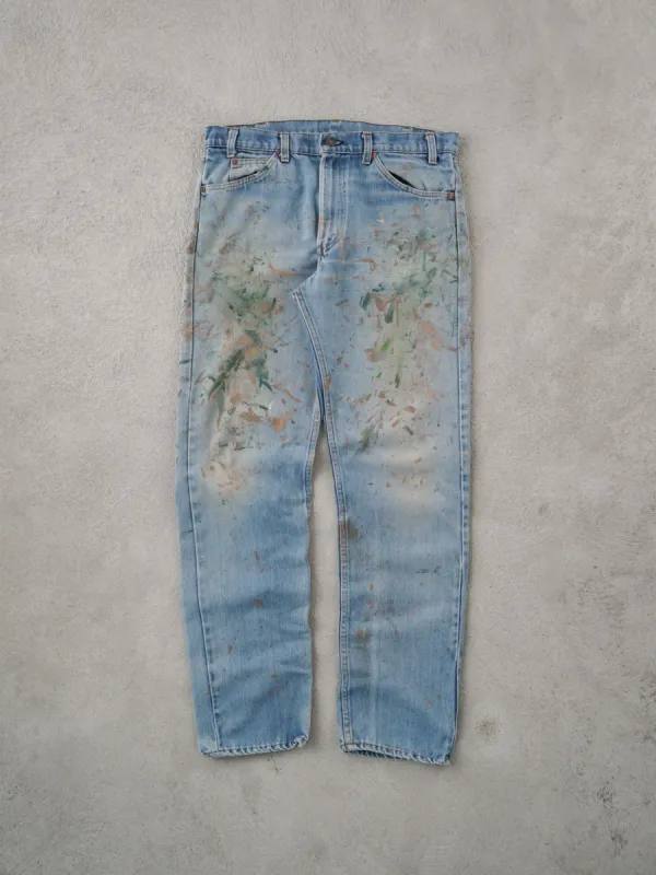 Vintage 70s Light Blue Levi's Paint Splatter Denim Jeans (36x34) sold by Rebalance Vintage