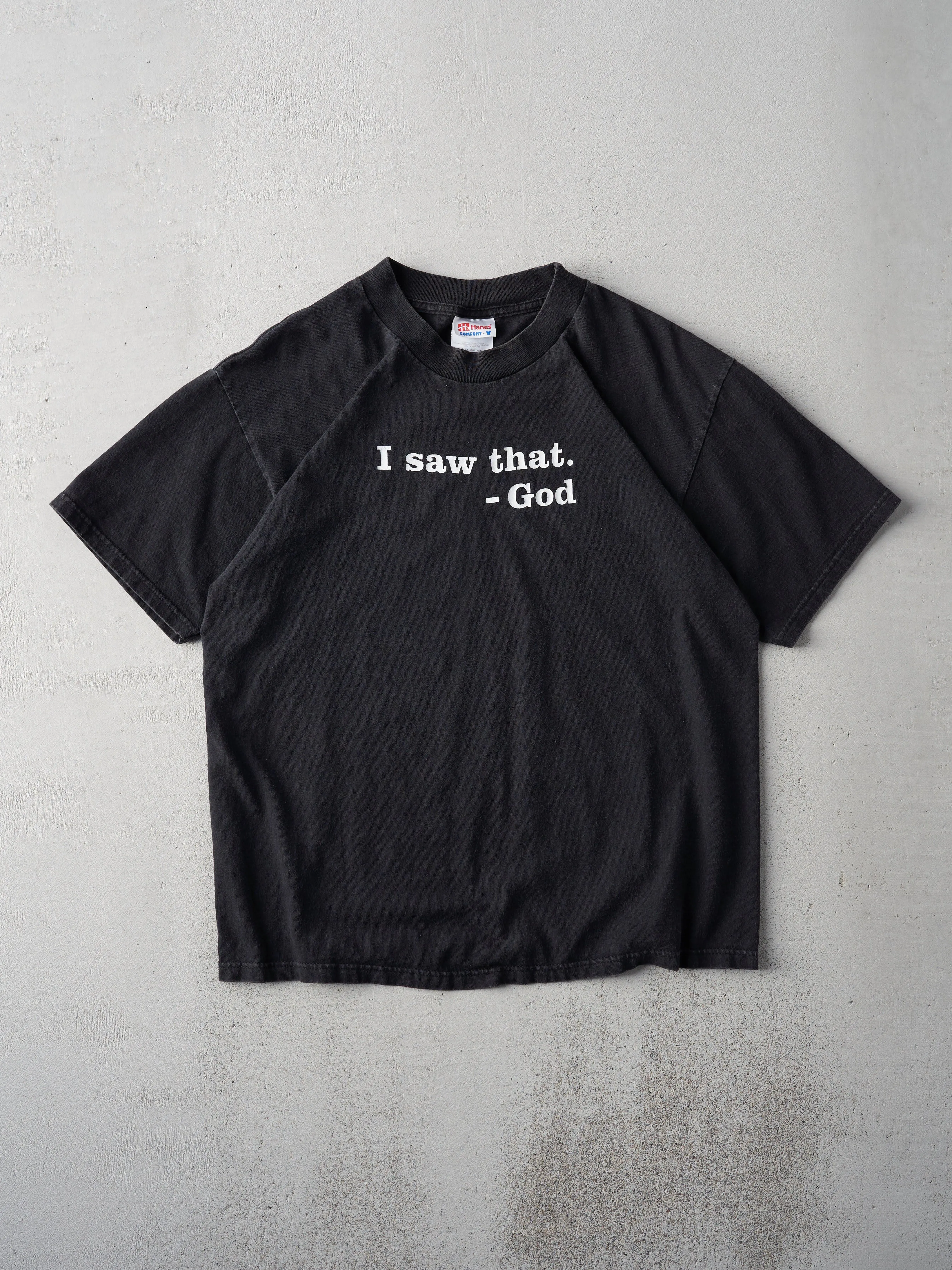 Vintage 90s Black "I Saw That" Tee (M) sold by Rebalance Vintage