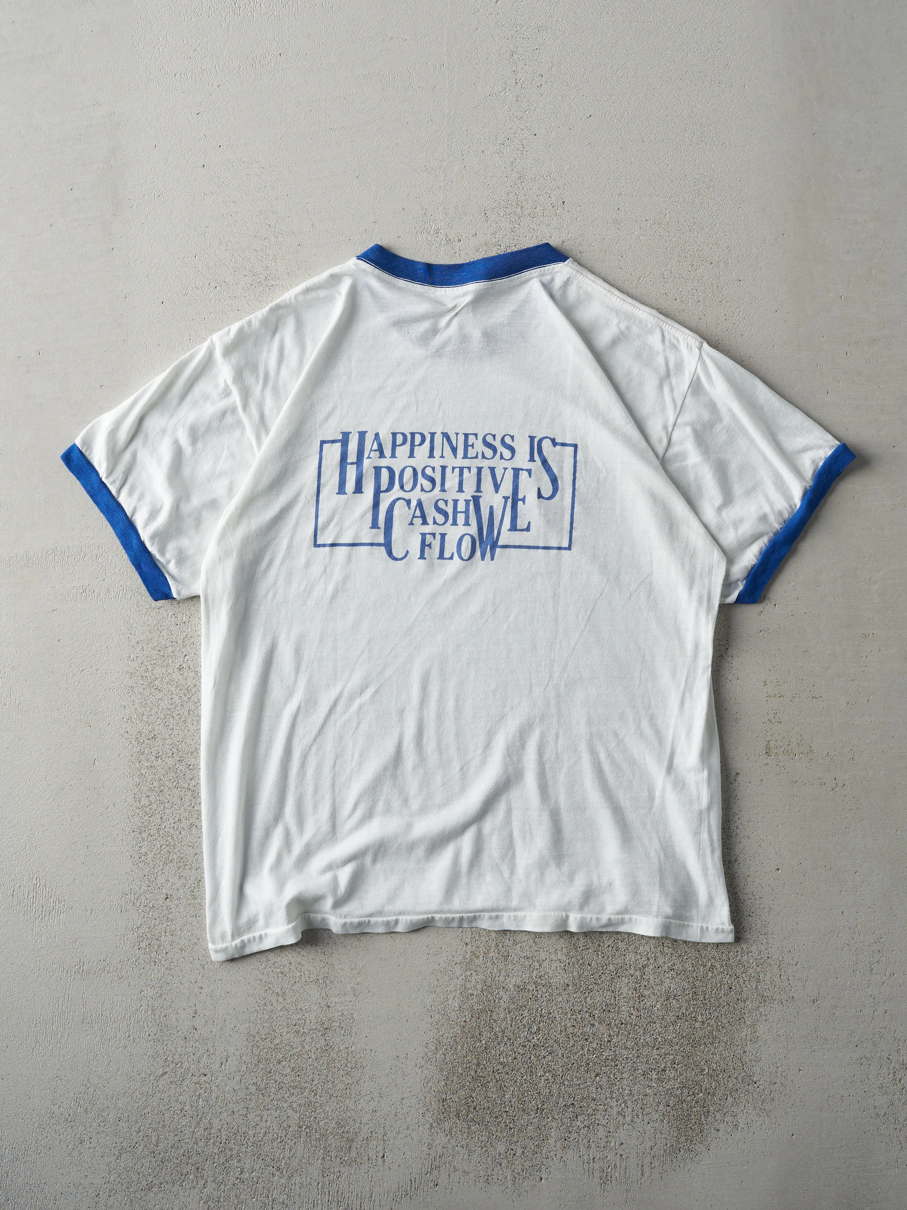 Vintage 80s White and Blue USPA & IRA Ringer Tee (M) sold by Rebalance Vintage