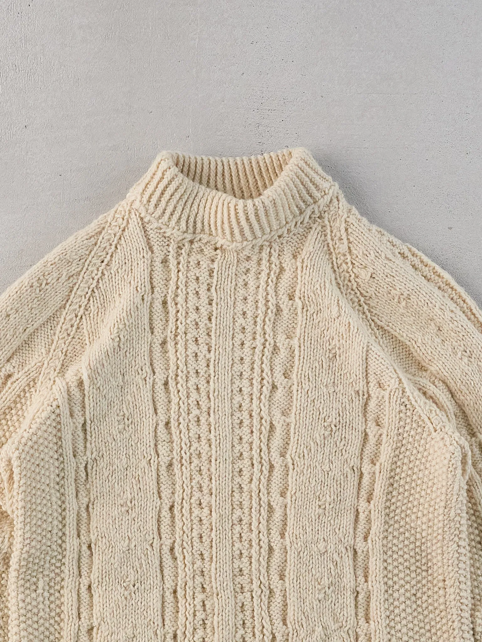Vintage 80s Cream Knit Patterned Turtleneck (XS) sold by Rebalance Vintage product image thumbnail 2