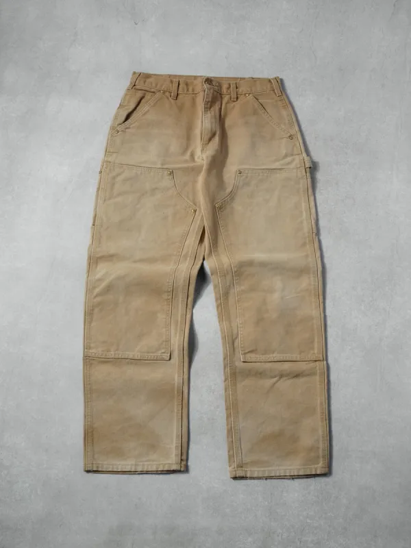 Vintage 90s Khaki Carhartt Dungeree Double Knee Carpenter Pants (32x29) sold by Rebalance Vintage