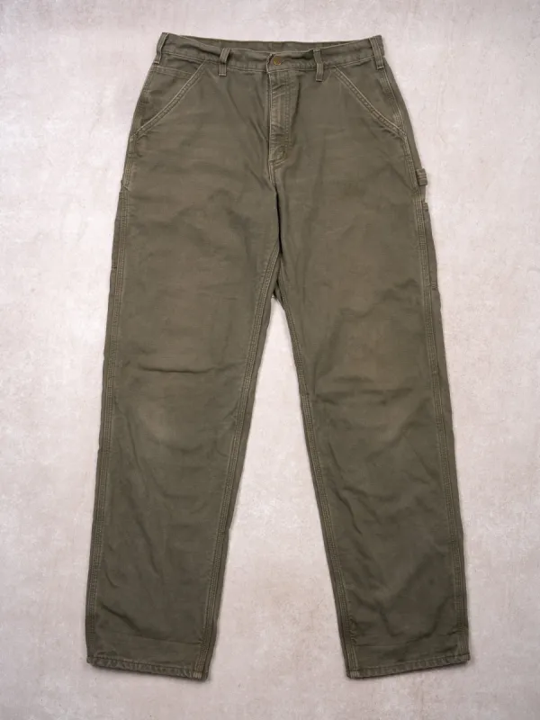 Vintage Olive Green Carhartt Dungaree Fit Cargo Pants (34 x 34) sold by Rebalance Vintage