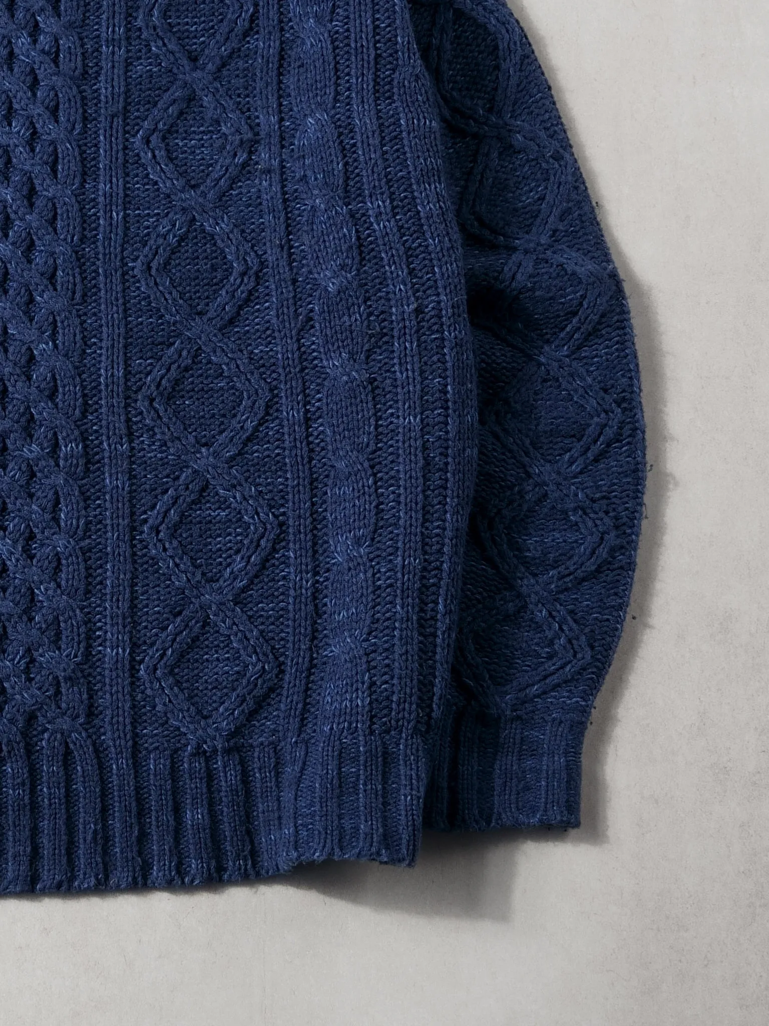 Vintage 90 Navy Blue Cable Knit Wool Sweater (L) sold by Rebalance Vintage product image thumbnail 3