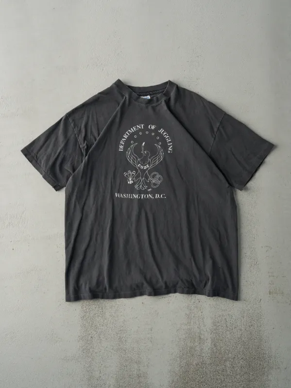 Vintage 90s  Faded Black "Department of Juggling" Single Stitch Tee (M) sold by Rebalance Vintage