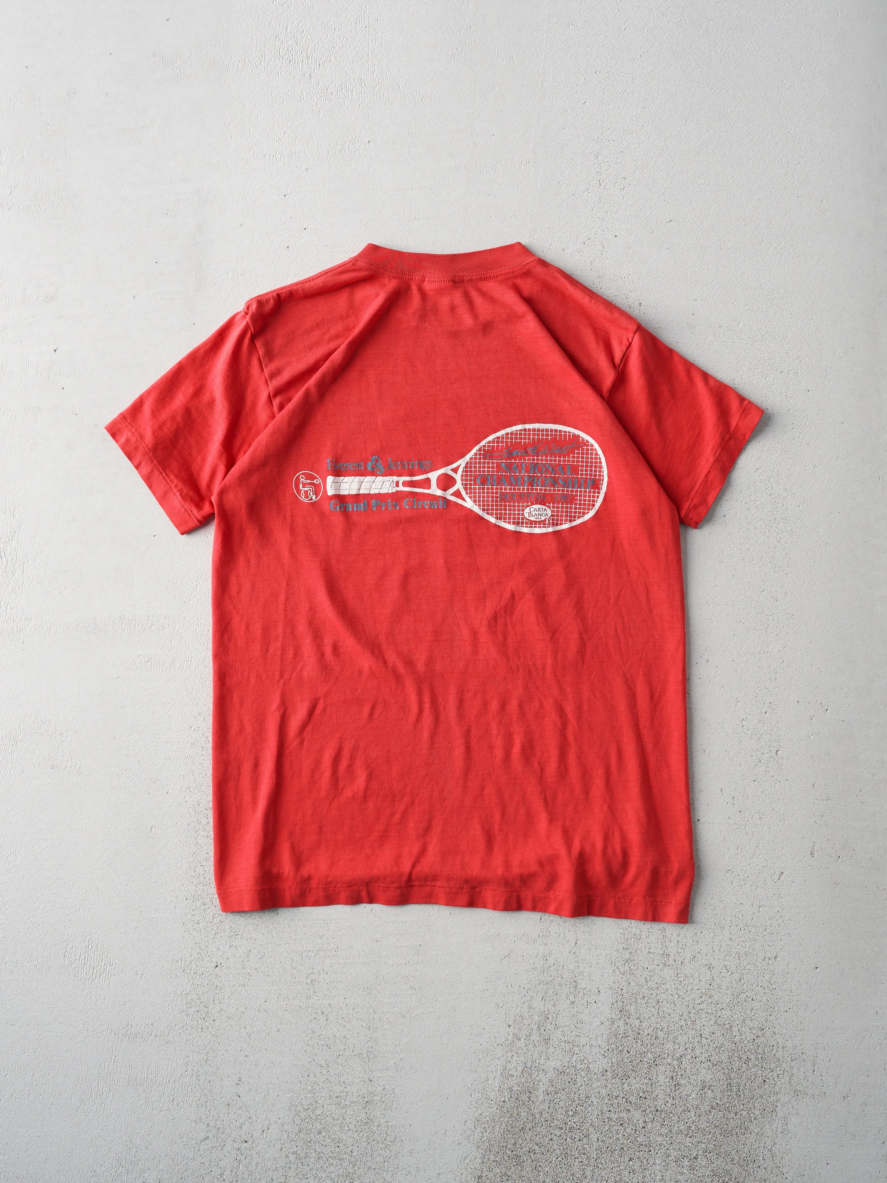 Vintage 87' Red Adidas Grand Prix Tennis Single Stitch Tee (S) sold by Rebalance Vintage product image thumbnail 2