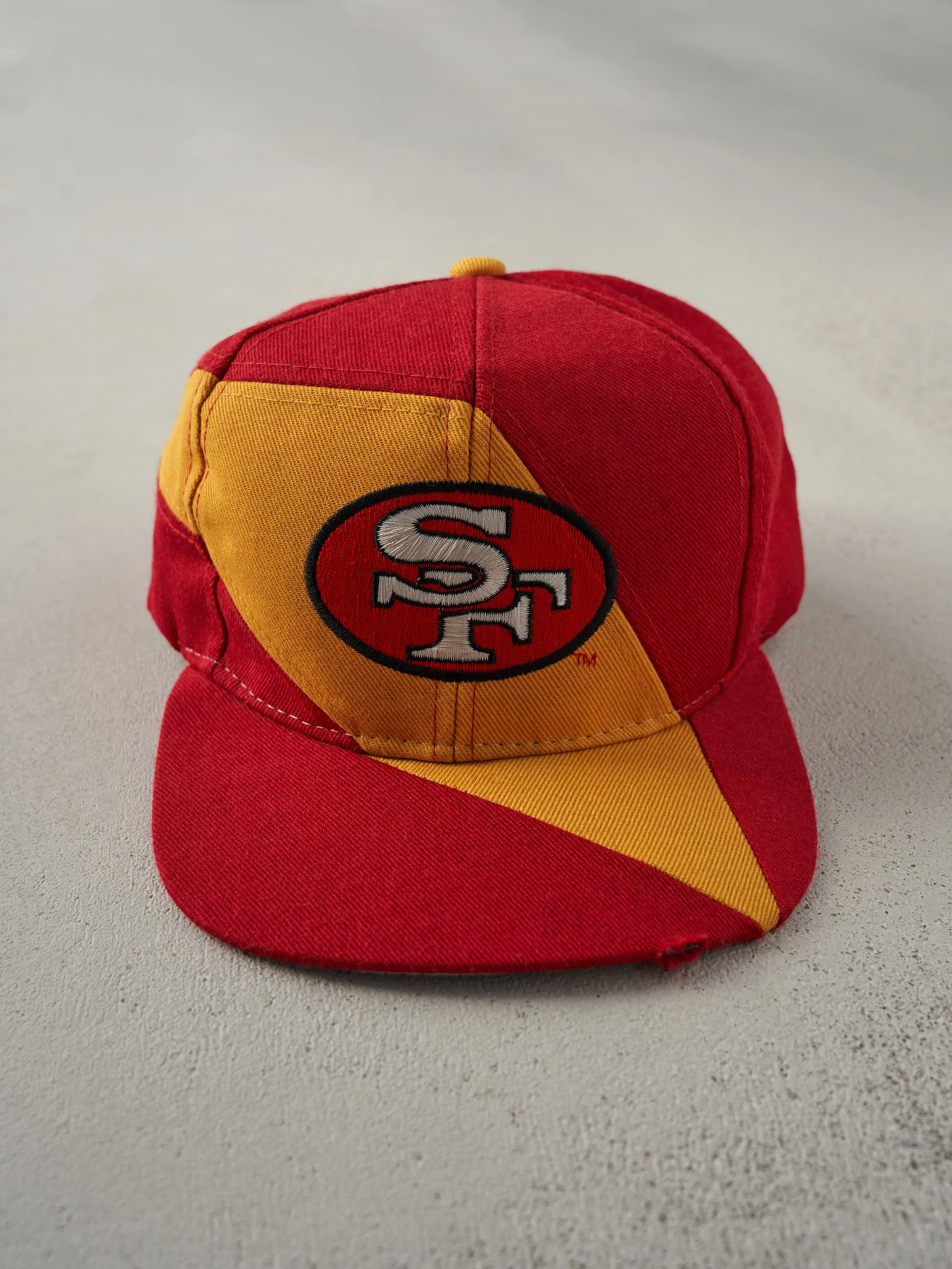 Vintage 90s Red San Francisco 49ers Embroidered Snapback Hat sold by Rebalance Vintage