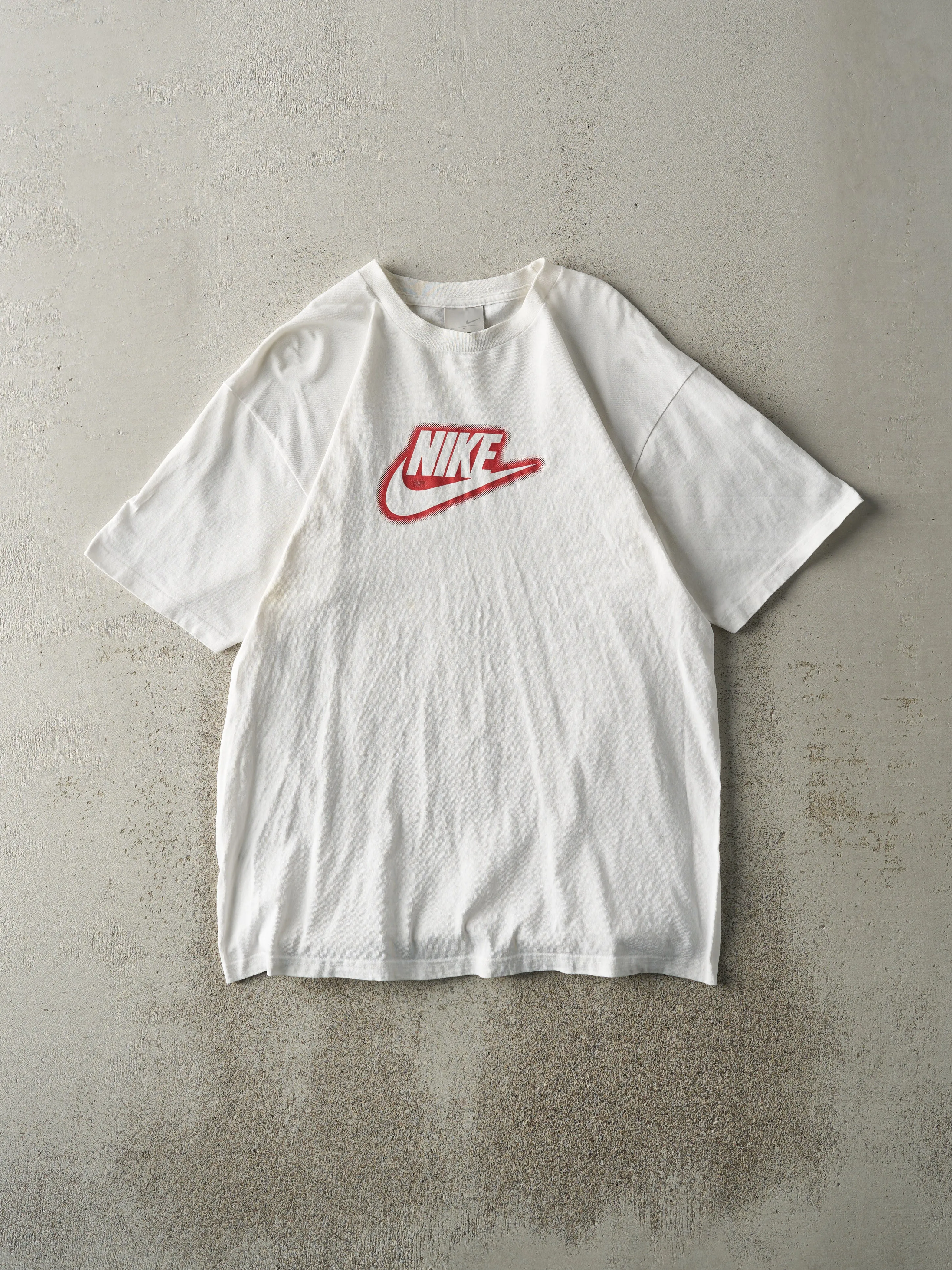Vintage Y2K White & Red Nike Logo Tee (M) sold by Rebalance Vintage