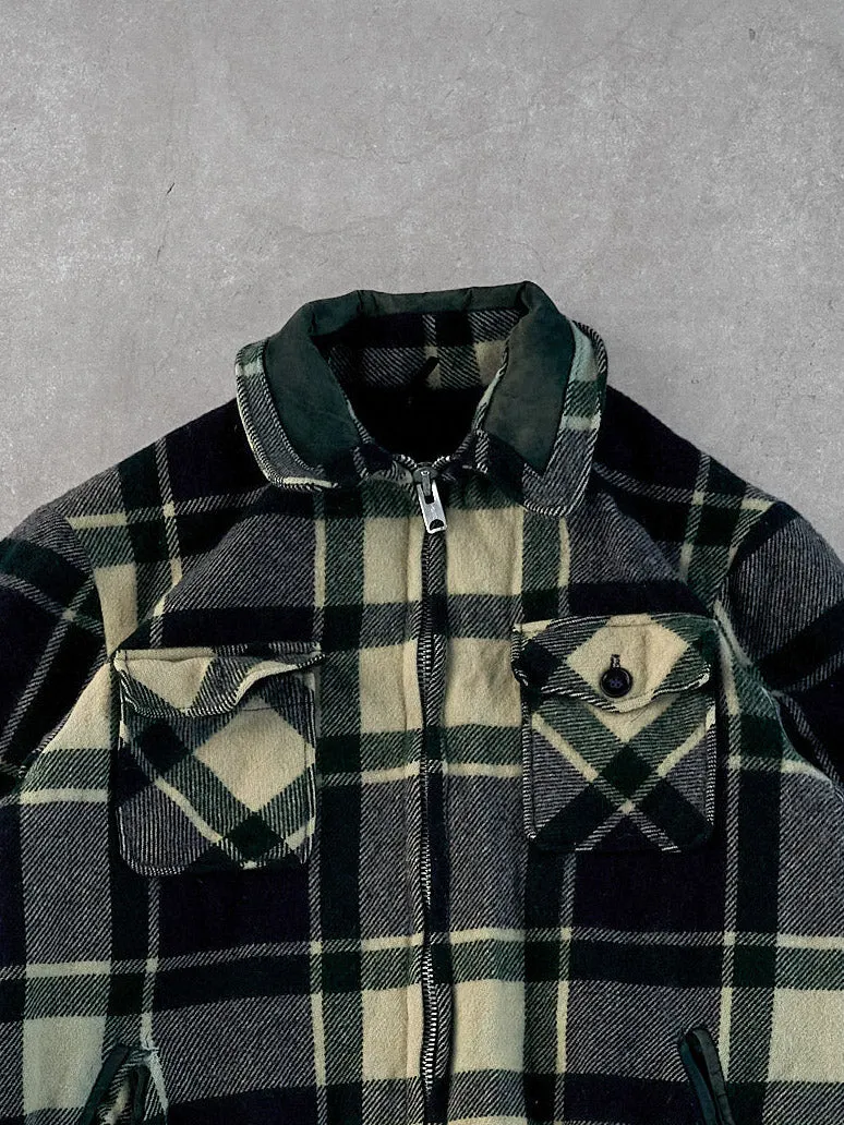 Vintage 90s Blue, Green and White Knit Plaid Zip Up (L) sold by Rebalance Vintage product image thumbnail 2