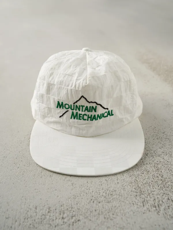Vintage 90s White Mountain Mechanical Embroidered Nylon Snapback Hat sold by Rebalance Vintage