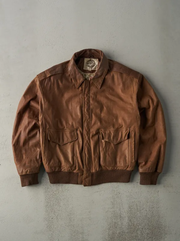 Vintage 80s Brown Global Identity Leather Jacket (M) sold by Rebalance Vintage