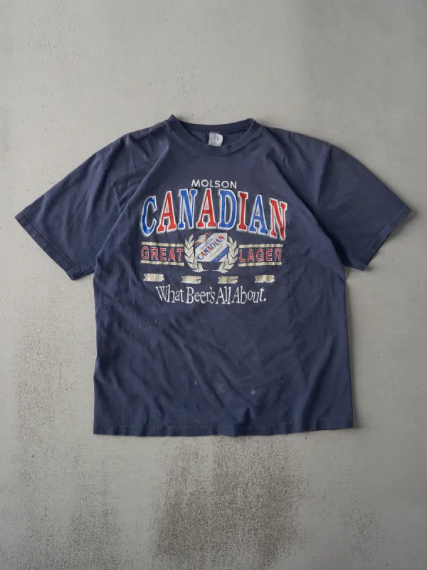 Vintage 90s Navy Molson Canadian Single Stitch Tee (M) sold by Rebalance Vintage