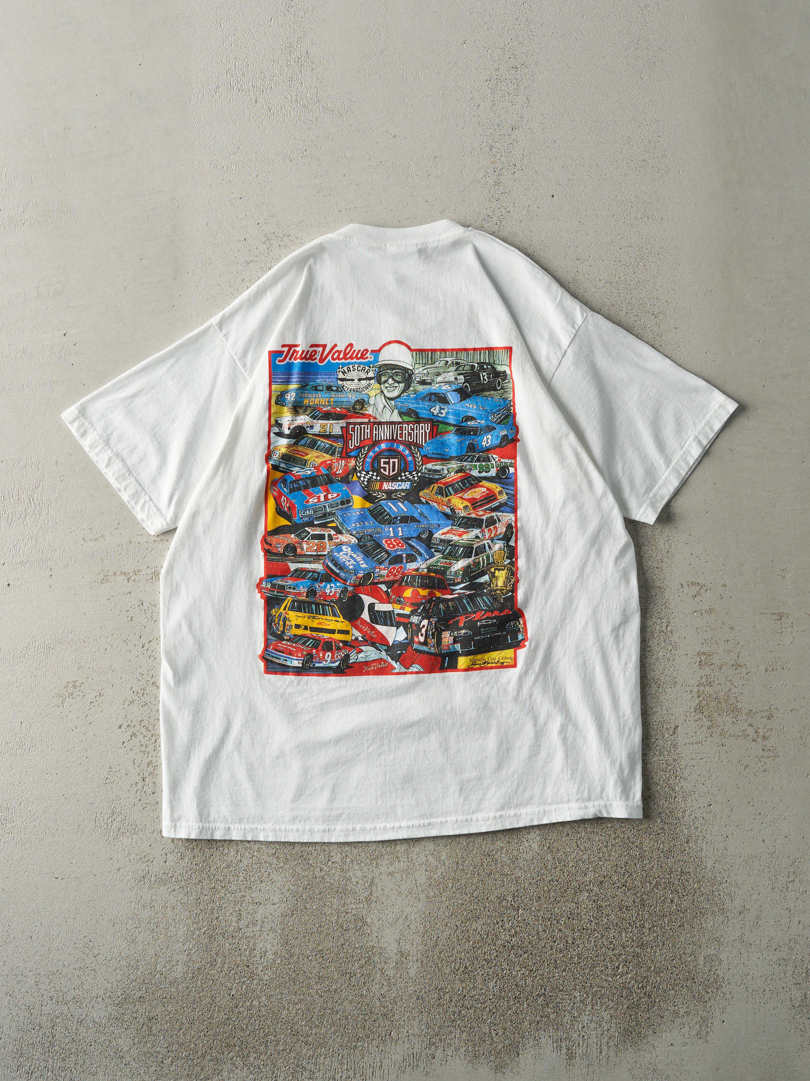 Vintage 98' White Nascar 50th Anniversary Tee (L) sold by Rebalance Vintage