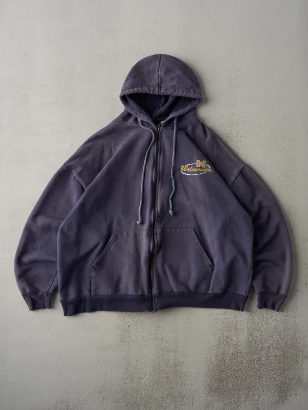 Vintage 90s Navy Faded University of Michigan Wolverines Zip Up Hoodie (XL) sold by Rebalance Vintage
